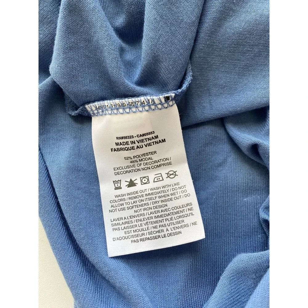 Nike Crop Logo Tee Top Blue White SZ L Activewear Workout Casual Modal Blend
